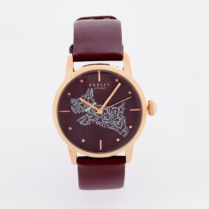Radley Calligraphy Ladies Rose Gold Watch RY21524A Red Leather Strap