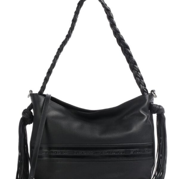 Ted Baker Sariia Branded Tassel Detail Hobo bag grained leather black