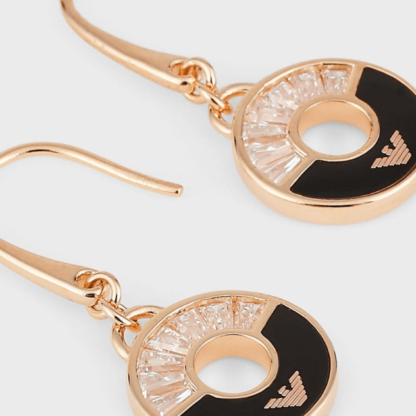 Emporio Armani Earrings EG3556221 Rose Gold Black Onyx Crystal-Set Drop