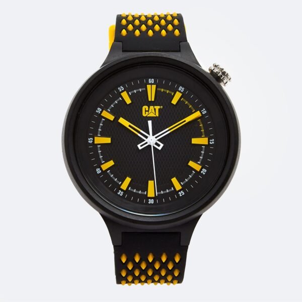 CAT Caterpillar Watch Diamond Mesh Black Yellow Silicone Strap LL11121117