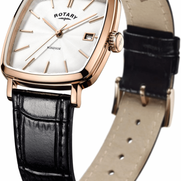 Rotary Men's Watch | GS05309/01 | Windsor Rose Gold Plated | Black Leather Strap