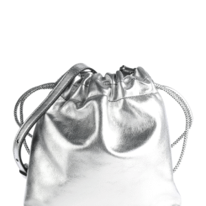 Fossil Leather Bag | Drawstring crossbody in Silver | ZB1629043