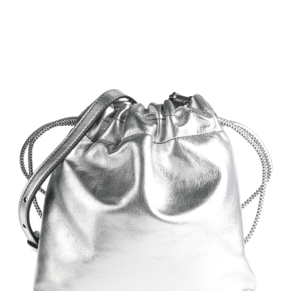 Fossil Leather Bag | Drawstring crossbody in Silver | ZB1629043