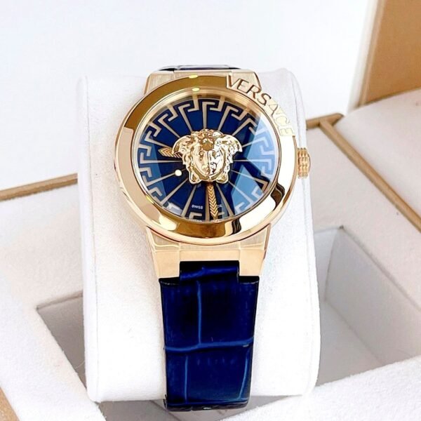 Versace Medusa Infinite Ladies' Blue Leather Strap Watch VE3F00122