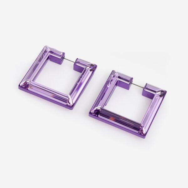 Swarovski Lucent Hoop Earrings | Purple | 5613550 | Square Shape