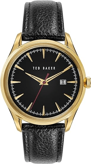 TED BAKER Men's Daquir Black Leather Strap Watch BKPDQF1149I