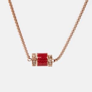 Emporio Armani Red Lacquer Rose Gold Necklace EGS2893221