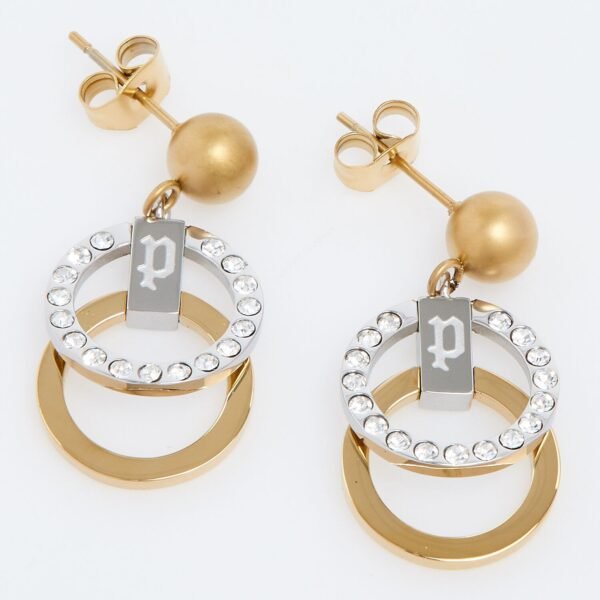POLICE Silver Gold Tone Link Drop Stone studded Earrings pj.26543esgs/01