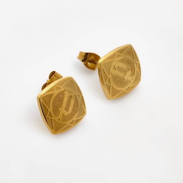 POLICE Gold Tone Rhombus Logo Stud Earrings pj.25598esg/02