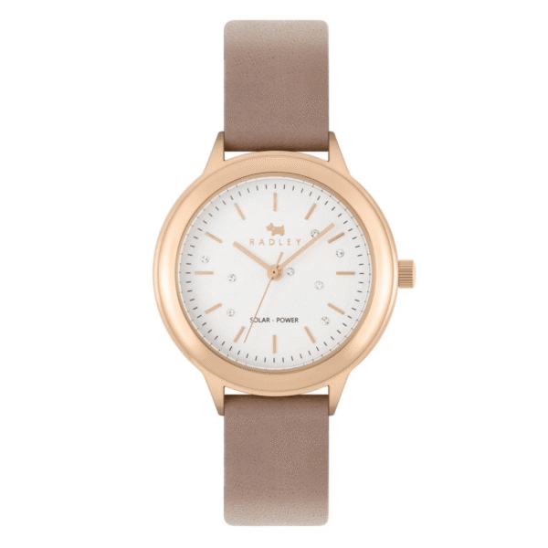 RADLEY Respects Solar Watch with Mop Grey Dial Leather Strap RYR21522
