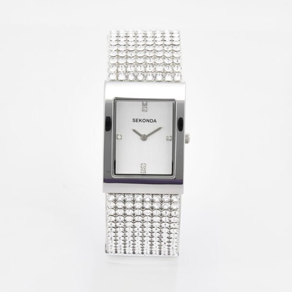 Sekonda Ladies Watch Rectangle Dial Sparkle Shimmer Crystal Set Strap 40414
