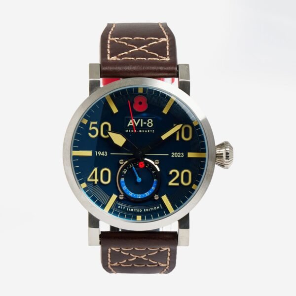 AVI-8 DAMBUSTER 80th Anniversary Royal British Legion Meca-Quartz Limited Edition Blue Dial Brown Strap