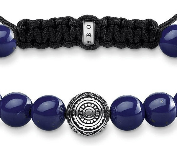 Thomas Sabo Men Bracelet Ethnic Blue Rebel 925 Sterling Silver A1779-535-1-L22v