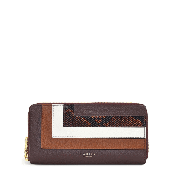 Radley Summerstown Patchwork Large Zip Around Matinee Purse Mahogany