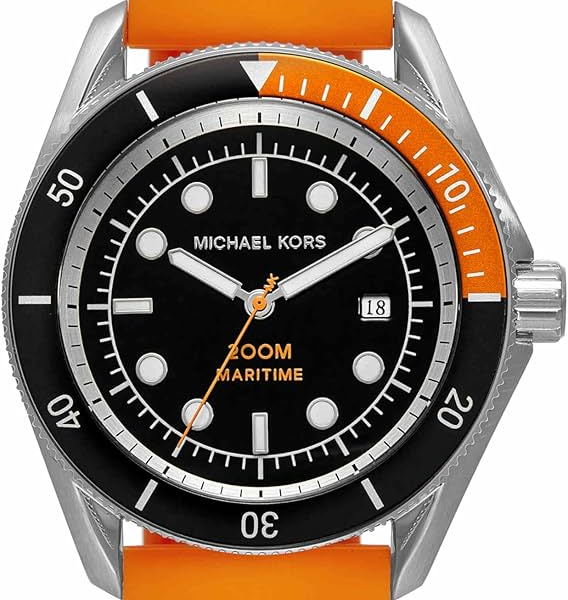 Michael Kors Maritime Three-Hand Date Orange Silicone Watch Mk9157
