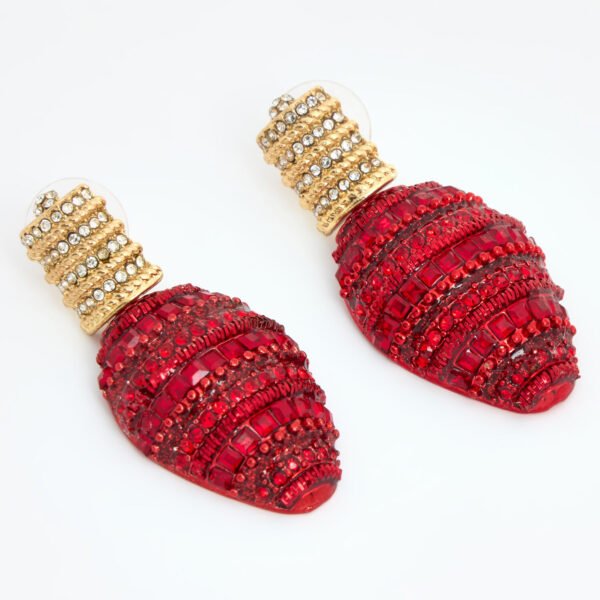 Baublebar Red & Gold Tone Embellished Christmas Lightbulb Drop Earrings 123229