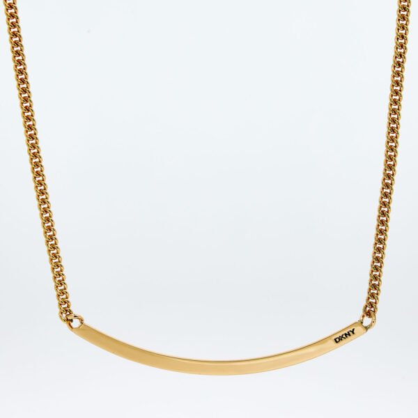 DKNY Gold Tone Logo Bar Pendant Necklace 04N00029