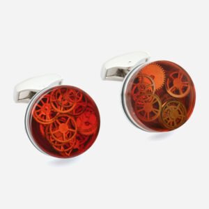 TATEOSSIAN Cufflinks, Rhodium plated, Mechanical Resin Gears CF0168