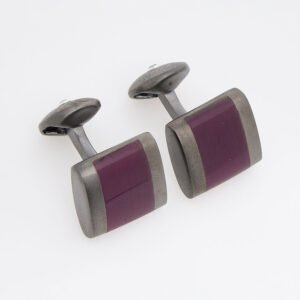 Tateossian Gunmetal & Purple Inlay Cufflinks Paraiba XXV Anniversary Limited Edition CL5578