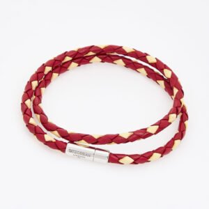 Tateossian Red & Yellow Leather Wrap Bracelet 925 Sterling Silver BL0248TASLHMC25
