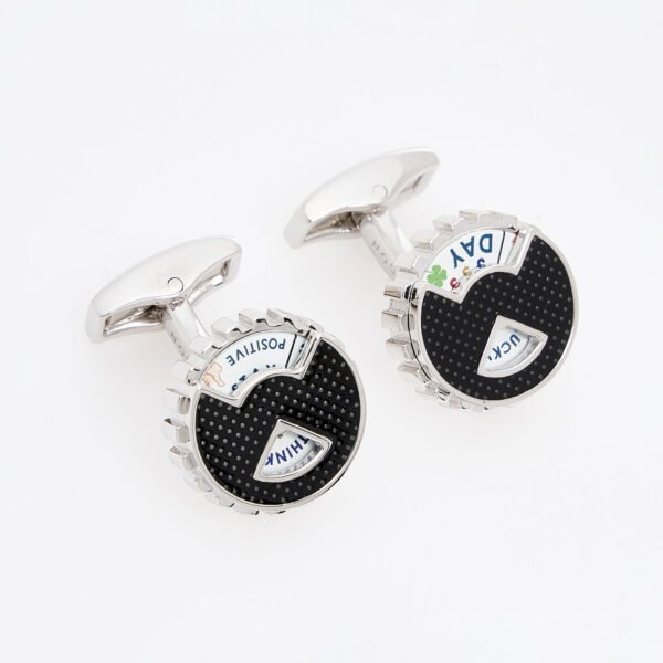 Tateossian Silver Tone "Wheel of Fortune" Whimsical Cufflinks CL7332