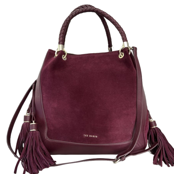 TED BAKER Parcie tasselled leather and suede tote bag
