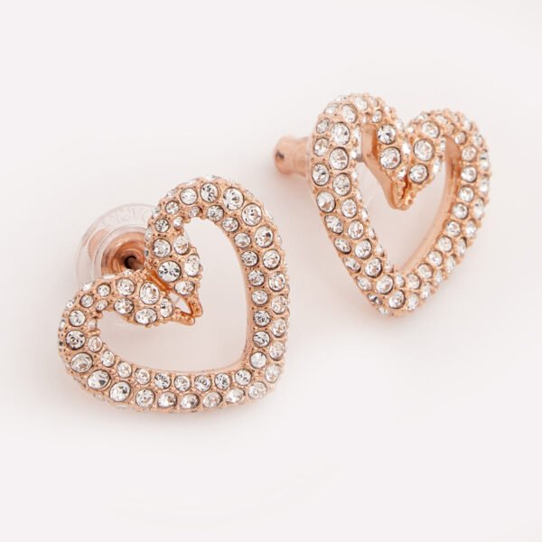 SWAROVSKI Sublima stud earrings Pavé, Heart, Medium, White, Rose gold 5628659