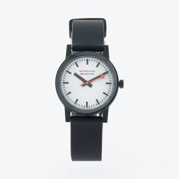 Mondaine Essence Watch Black Rubber Swiss Railway 32mm MS132110RB