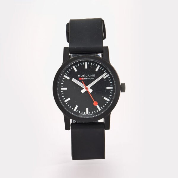 Mondaine Essence Watch Black Rubber Swiss Railway 32mm MS132120RB