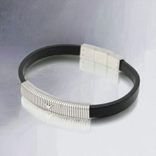 Emporio Armani Mens Steel ID Bracelet EGS2656040 Leather Black