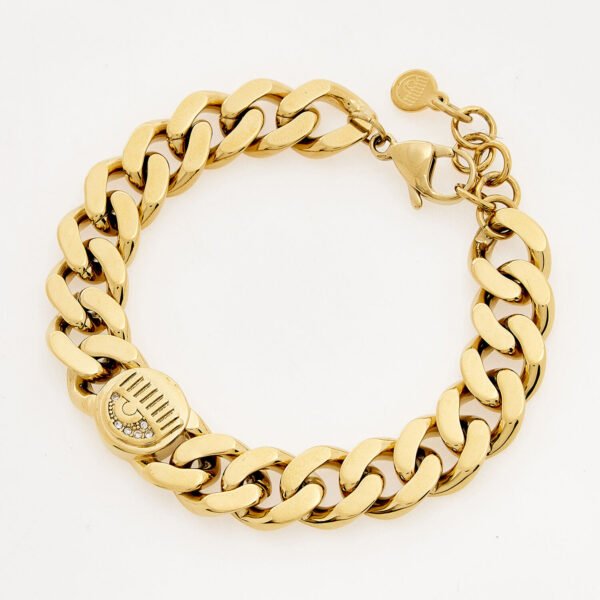 Chiara Ferragni Yellow Gold Rhodium Logo Chain Bracelet J19AUW46