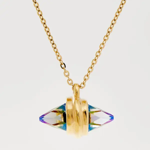 UNOde50 Iridescent Gold Swarovski Crystal Pendant Necklace COL1528MCLORO0U