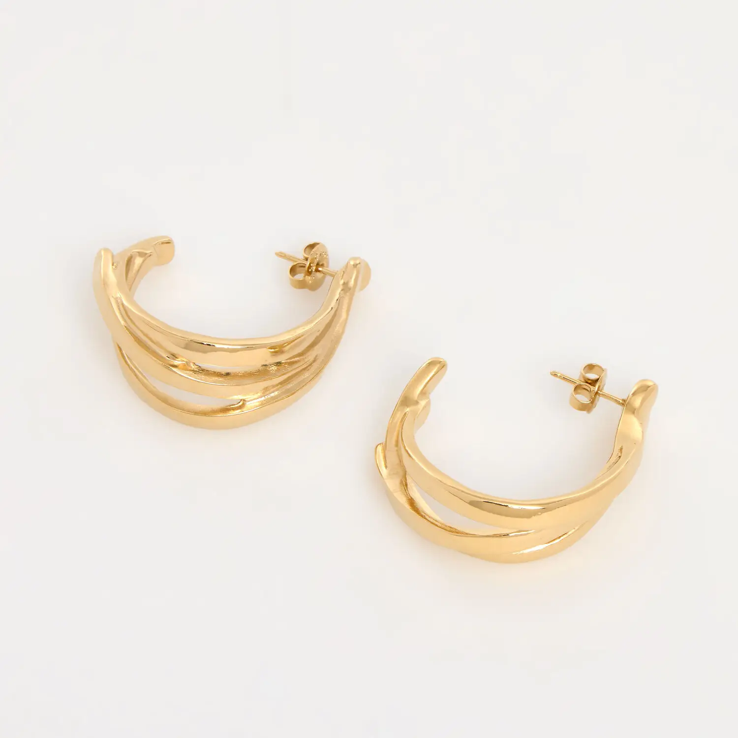 UNOde50 Nihiwatu Beach Gold Plated Cross Band Hoop Earrings UNOde50 Nihiwatu Beach Gold Plated Cross Band Hoop Earrings