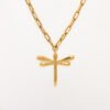 UNOde50 Freedom Dragonfly Necklace Gold Plated Short Chain Women COL1574ORO0000U