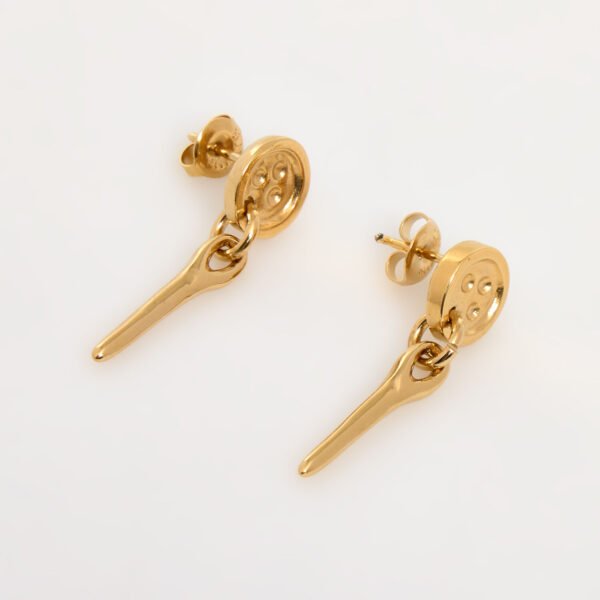UNOde50 SEWN 18k gold Gold Tone Metal Bar Drop Earrings Handmade