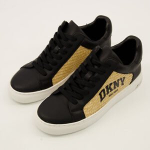 DKNY Abeni Arch Raffia Women's Low-Top Sneakers Black Lace-Up Casual Shoes