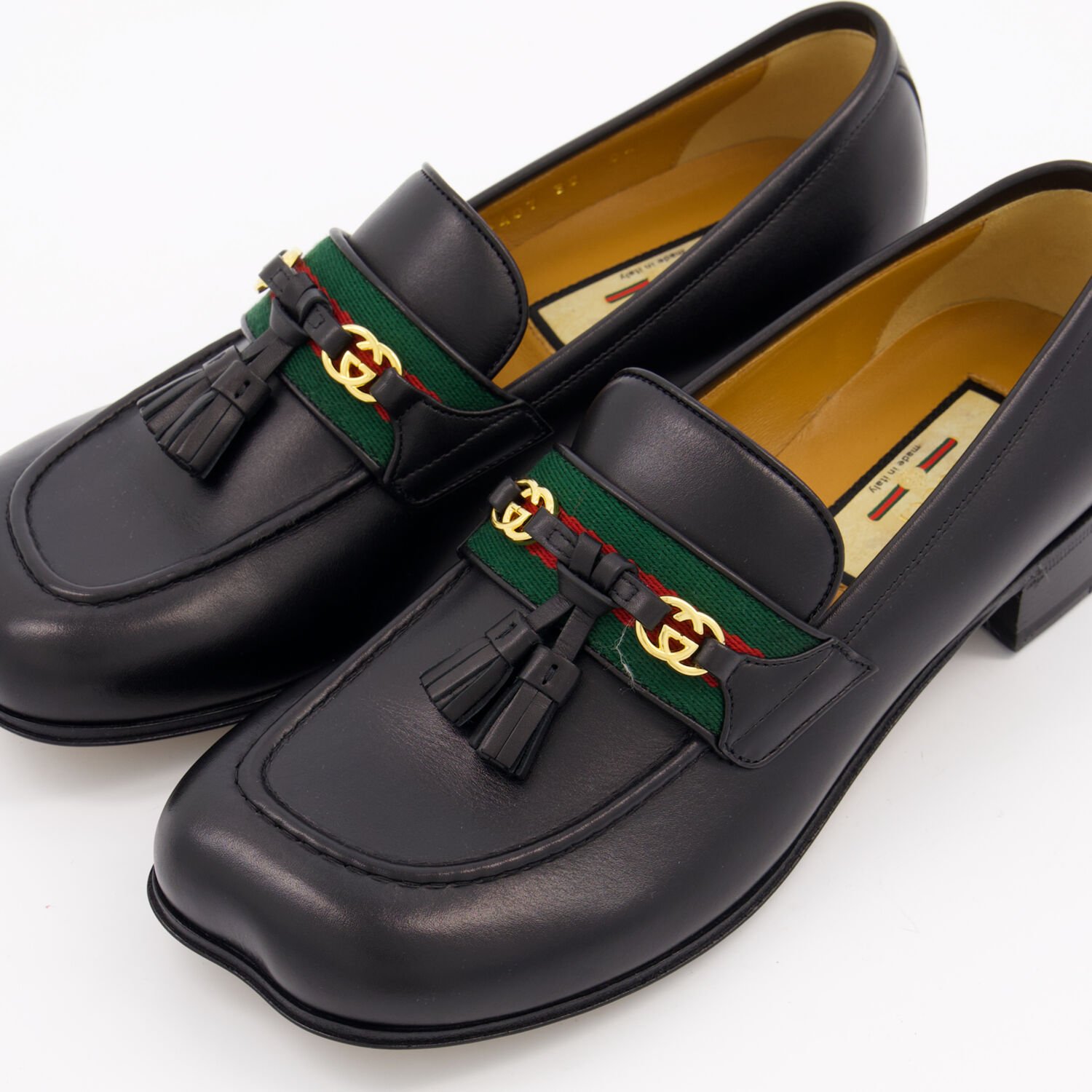 Gucci Interlocking G Tassel Leather Loafers Jakarta UK Size 7 Black Leather 741407