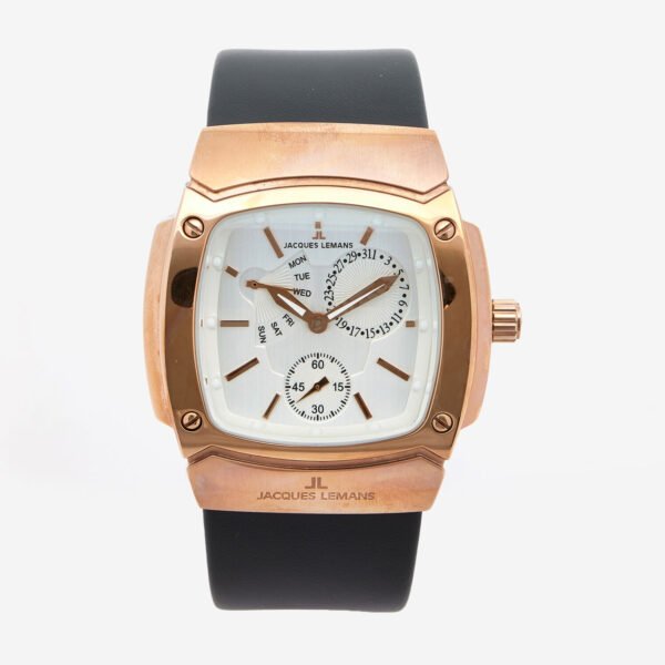 Jacques Lemans Vedette Unisex Leather Rose Gold Tone Watch 1-1476C