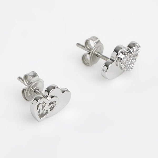 Michael Kors MKJ7979040 Heart MK Logo Silver Tone Stud Earrings
