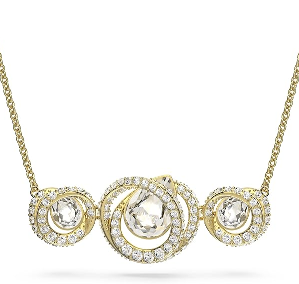 Swarovski Generation Necklace 5636586 Trilogy Crystals Gold Tone White