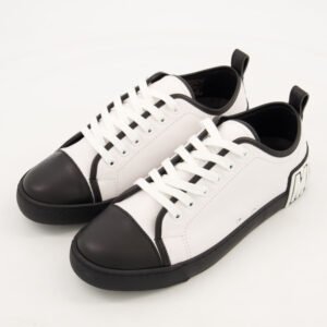 Moschino Couture Logo Two-Tone Leather Sneakers White