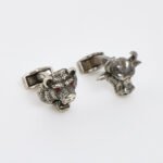 Tateossian Bull & Bear Mechanical Cufflinks Silver Tone with Swarovski CF1219