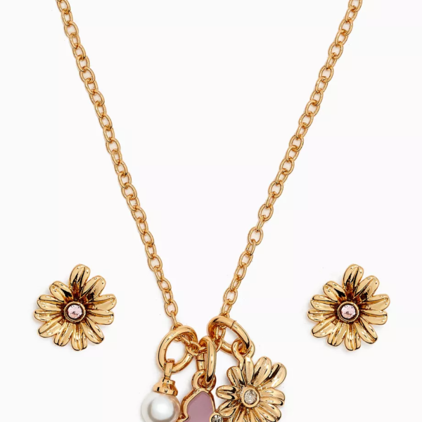 Coach Daisy Necklace & Earrings Set Gold-Plated Brass, Coach box sold separately