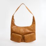Rowallan Lyon Brown Leather Slouchy Shoulder Bag U Shape Front Pockets