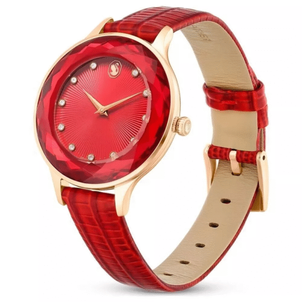 Swarovski Octea Nova Watch Red Leather strap Rose gold-tone finish 5650002