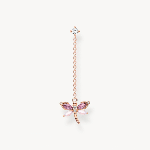 Thomas Sabo Charm Club Rose Gold Plated Dragonfly Drop Earring – Sterling Silver, H2187-321-7