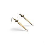 Valentino Garavani Sword Drop Earrings Light Pewter Gold Tone Boxed