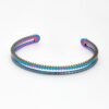 Tateossian Element Iridescent Studded Bangle Stainless Steel Cuff Bracelet BA0305