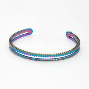 Tateossian Element Iridescent Studded Bangle Stainless Steel Cuff Bracelet BA0305