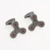 Tateossian Gunmetal Propeller Spinner Cufflinks Rhodium Plated Red Enamel